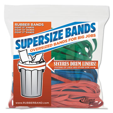 Alliance® Supersize Bands, 0.25" Width X Assorted Lengths, 4,060 Psi Max Elasticity, Assorted Colors, 24-pack freeshipping - TVN Wholesale